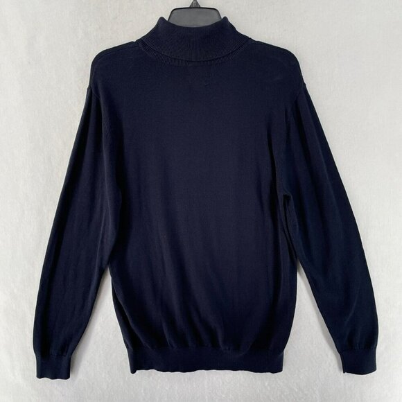 H&M Sweater Men's Sz M Blue Regular Fit Knitted Turtle Neck Ribbed Trim Pullover - Picture 2 of 9